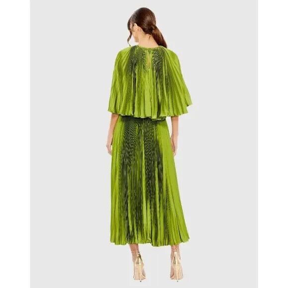 NWT Mac Duggal 49638 SZ 14 Beaded Caplet Tea Length Dress Apple Green $498 - Picture 3 of 6